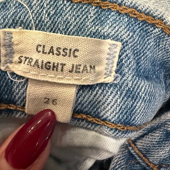 Madewell Classic Straight Jeans Women 26 Light Wash Cropped Raw Hem Streetwear - Picture 8 of 8
